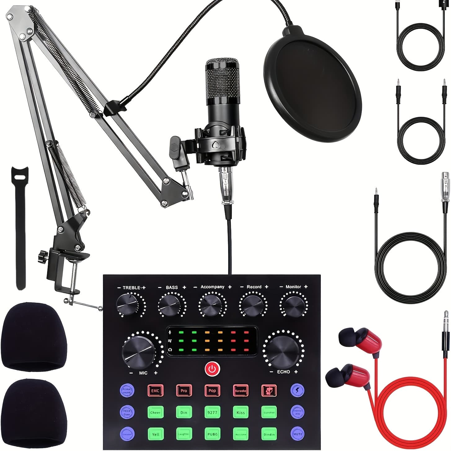 TEMU Portable Compatible Recording Kit With & Music Mixer Equipment Suitable For Podcasting, Streaming, Voice Overs, - For Smartphones/tablets, Type- (no Adapter Included)