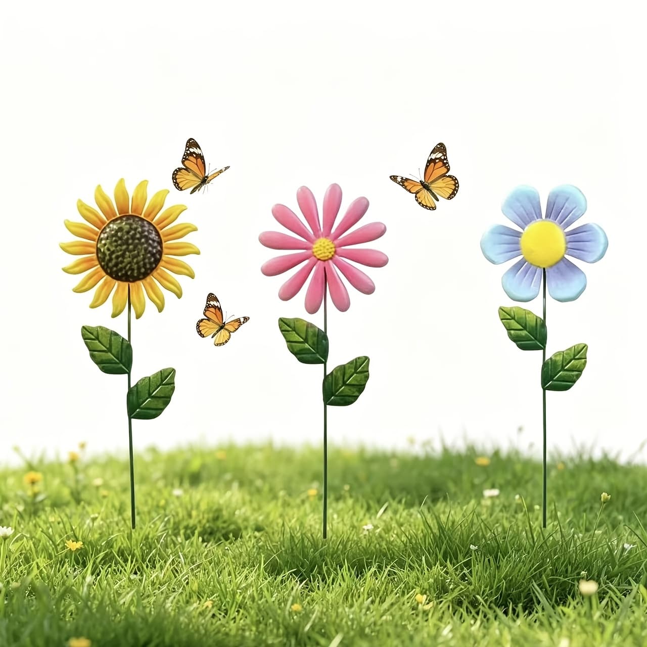 TEMU Sunflower Garden Decor, Outdoor Balcony And Ornament, Kindergarten Landscaping, Wrought Iron Garden Ornament, Potted Plant Decoration, Villa And Courtyard Decoration, Wrought Iron Metal Craft