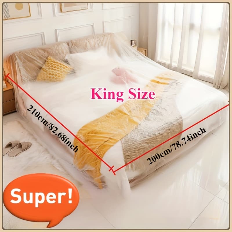 TEMU 2pcs Extra Large Bed Cover, Protective Pad Cover, Disposable Plastic Material Space-saving, , Large Size For Covering Furniture, Wardrobe, Sofa, Appliances, Dining Table, Etc
