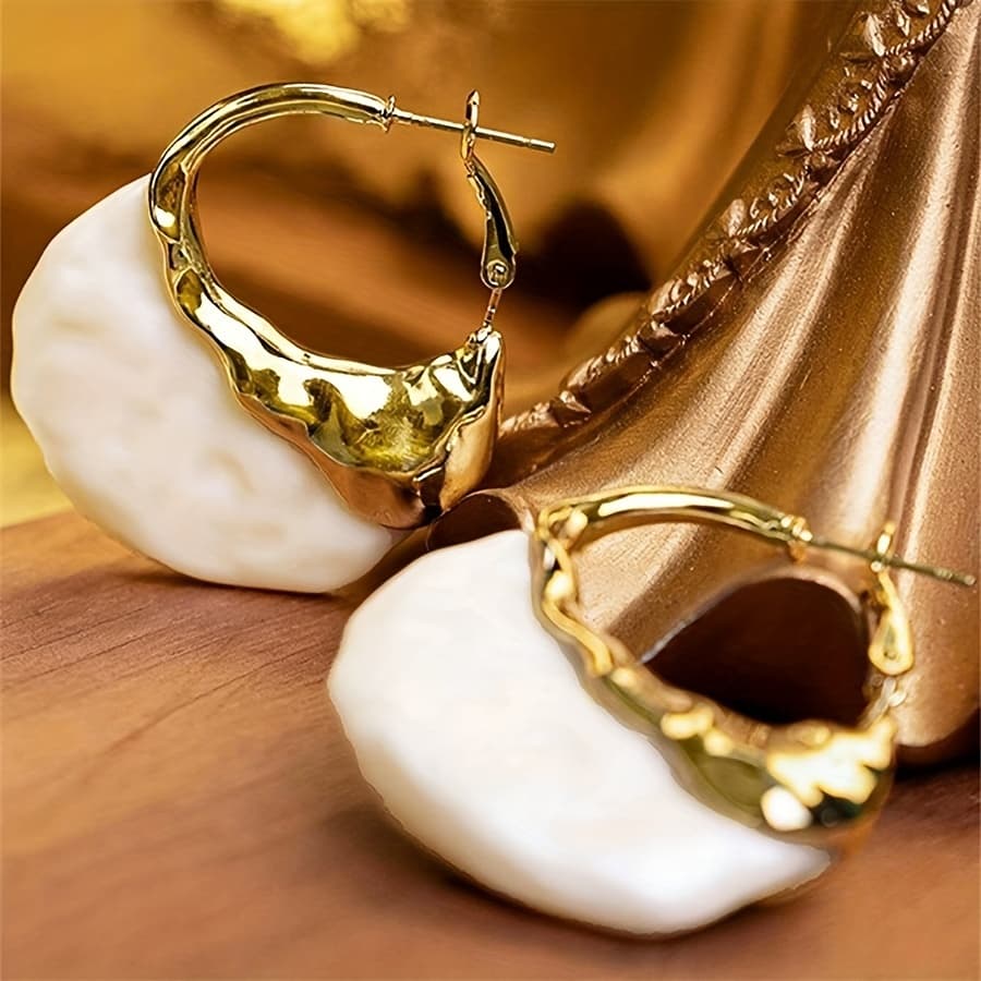 TEMU 1 Pair Of High-end Elegant Party Irregular Earrings For Women, Random Shape
