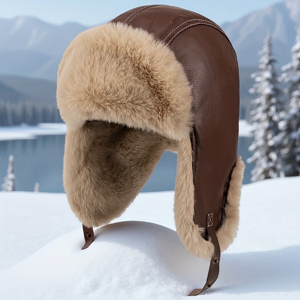 TEMU Unisex Retro Flying Lei Hat, Featuring A , Ways. This Winter Hat Provides Thick And Ear Protection, Is Windproof And Cold-resistant, Making It Ideal For Outdoor Activities In Weather