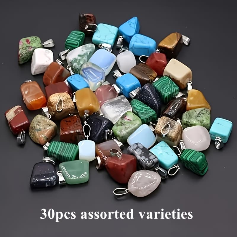 TEMU 30pcs Irregular Random Agate Pendants | Natural Stone For Jewelry Making, Necklace And Bracelet Additions, Boho Style, Suitable For All And Occasions