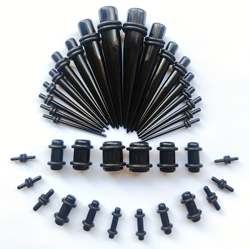 TEMU 36pcs/set Acrylic Ear Stretching Kit Beginner 14g-00g Ear Gauge Kit Taper Set Ear Stretchers Plug And Tunnel Set Expander Jewelry