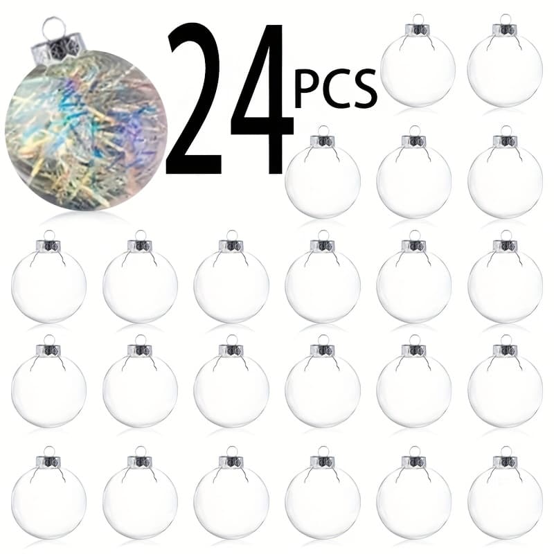 TEMU 24 Transparent Plastic Ball Ornaments For Handmade Projects Christmas Party Diy Christmas Filled Glass Decorative Balls 4cm Hanging Light Bulb Ornaments Wedding Home Decoration