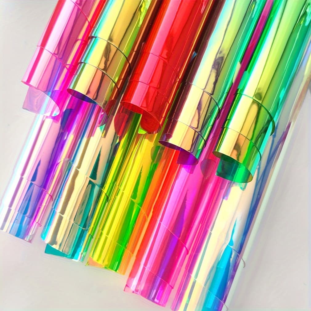TEMU 10 Sheets Of A4 Holographic Transparent Pvc Fabric In , Suitable For Mirror Foil Laser Crafts, Sewing Projects, Bows, Jewelry Creation, Tote Bags, And Christmas Decorations, Measuring 30cm By