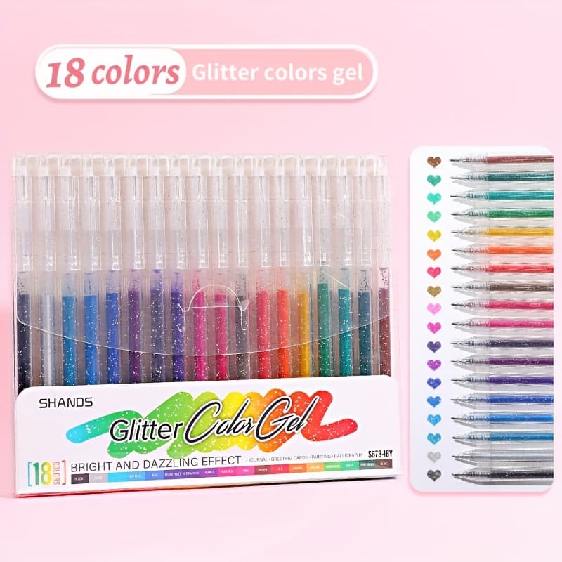TEMU 8/12/18 Colors Each, Retractable Glitter Colors Gel Pens, Hand-drawing Graffiti Pen, Office/school Supplies