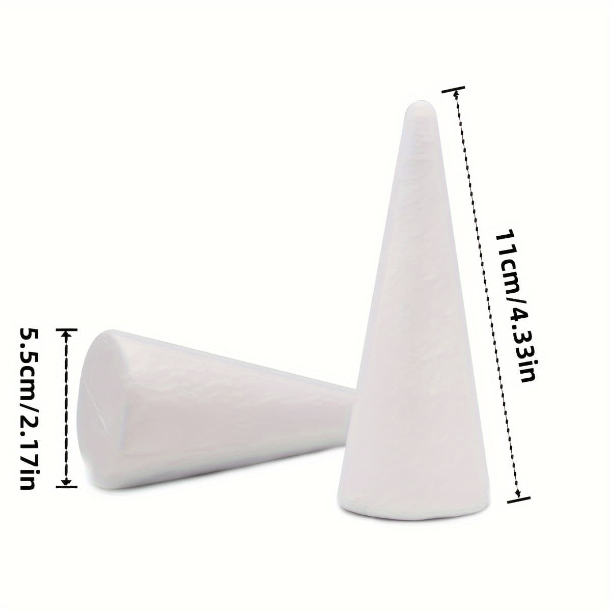 TEMU 12pcs White Foam Cones 4.33" - Diy Craft Supplies For Christmas Tree Decorations, Wedding &
