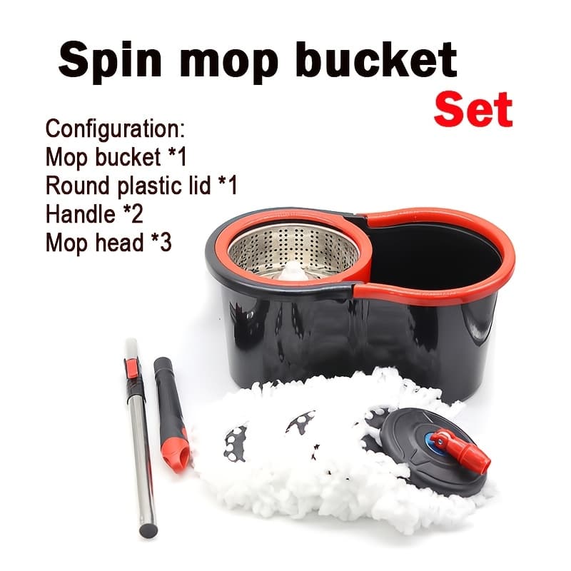 TEMU Upgraded Rotating Mop Bucket Set, , Extendable 360° Rotating Mop, Floor Mop, Comes With 3 Mop Heads, Suitable For Home, Office, And Office Building Cleaning, An Essential Cleaning Tool.