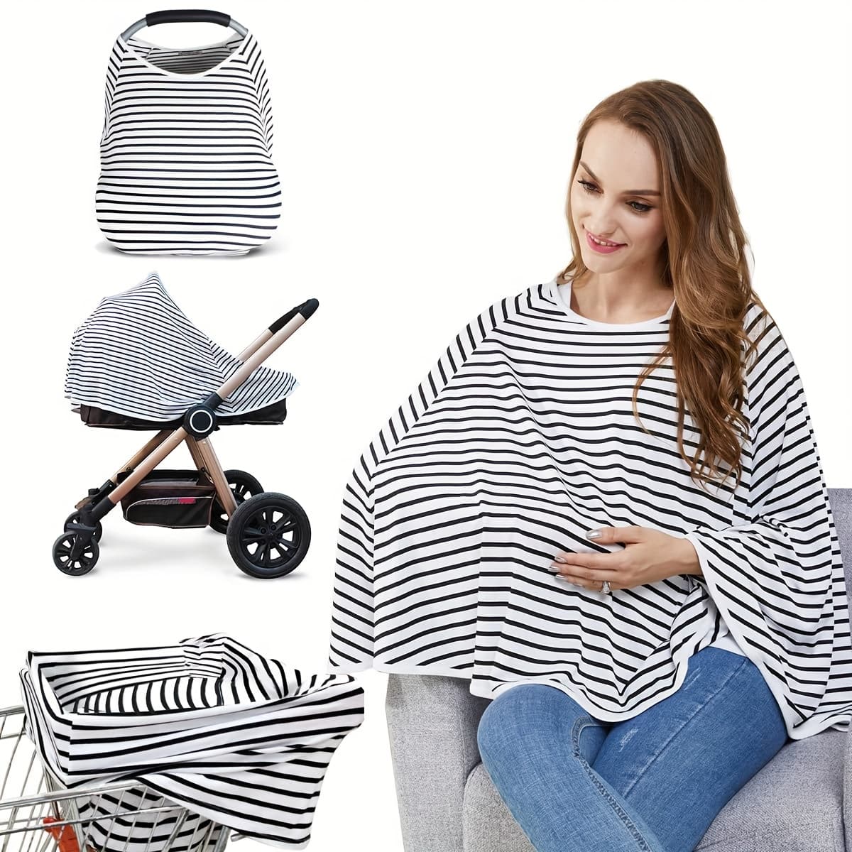 TEMU Versatile Nursing Garment, Feeding Shield, Sunshade, Wind-resistant Cover, Stroller Basket Protector, And Milk Towel Cover