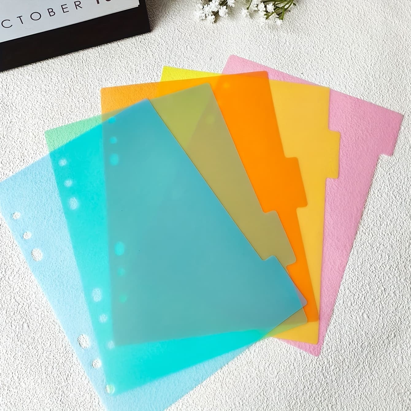 TEMU 5 Office Classification Translucent Plastic Spacer A5 Color Loose-leaf, Convenient Inspection Index Page Plastic Loose-leaf Replacement Core