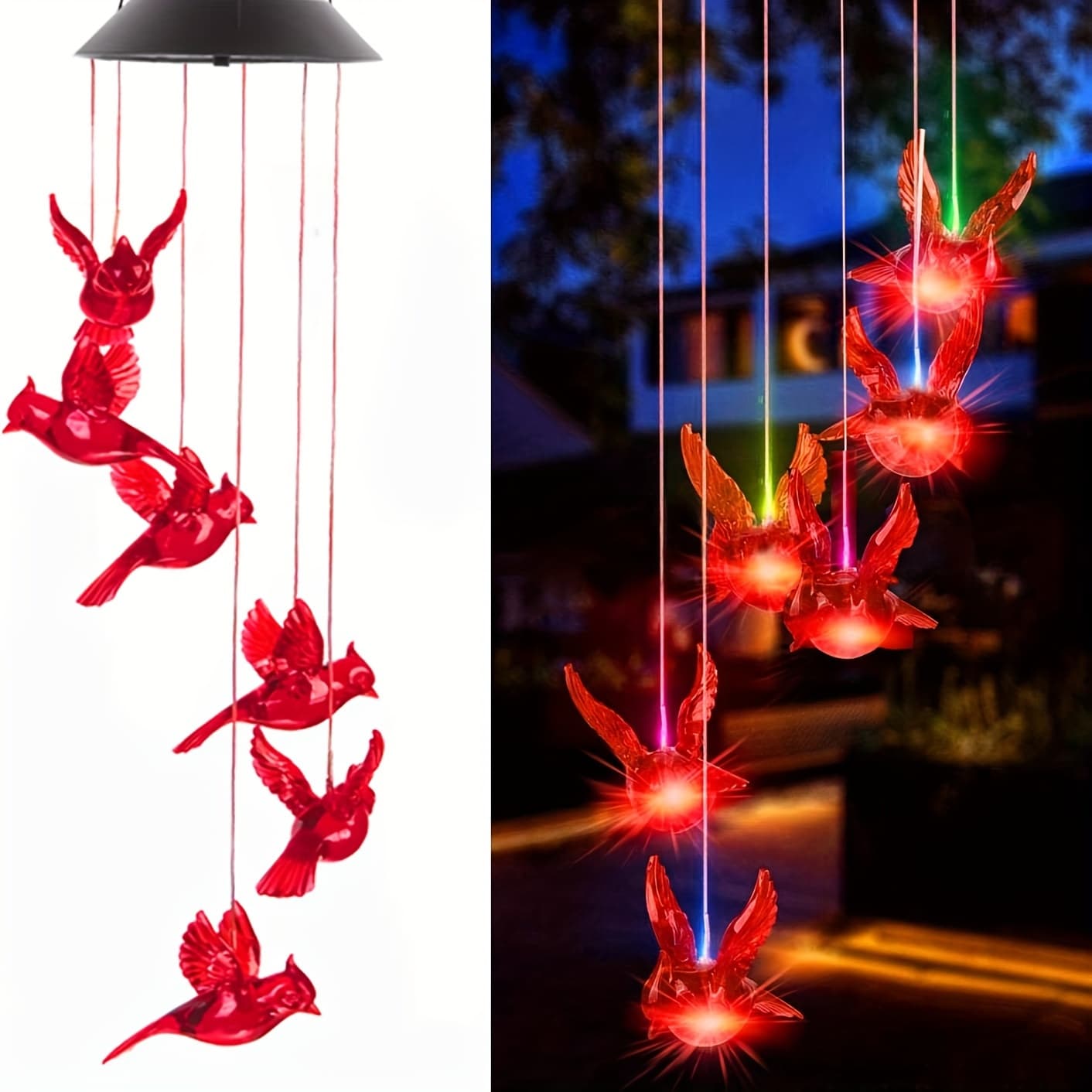 TEMU 1/2/3/4pcs Outdoor Solar Wind Chime Lights, Outdoor Decorative Colorful Solar Wind Chimes, Colorful Park Decorative Chandelier For Yard