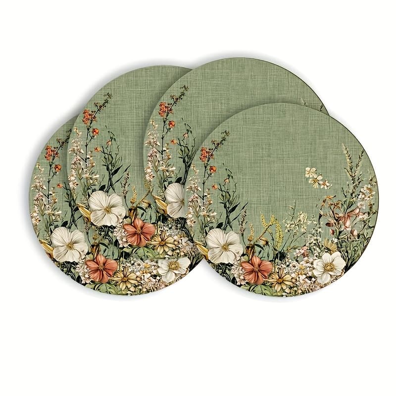 TEMU 4 Round Placemats - , 15.0-inch Polyester Table Mats, Suitable For Kitchen Dining, Machine Washable Seasonal Decor And , Kitchen Table Mats, Elegant Tableware, Decorative Tableware,