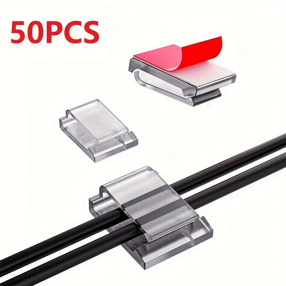 TEMU Self-adhesive Cable Clips For Organizing Cables, In Packs Of 30 Or 50, Suitable For Led Light Strips In Settings , Office, Cars, And Outdoor Events