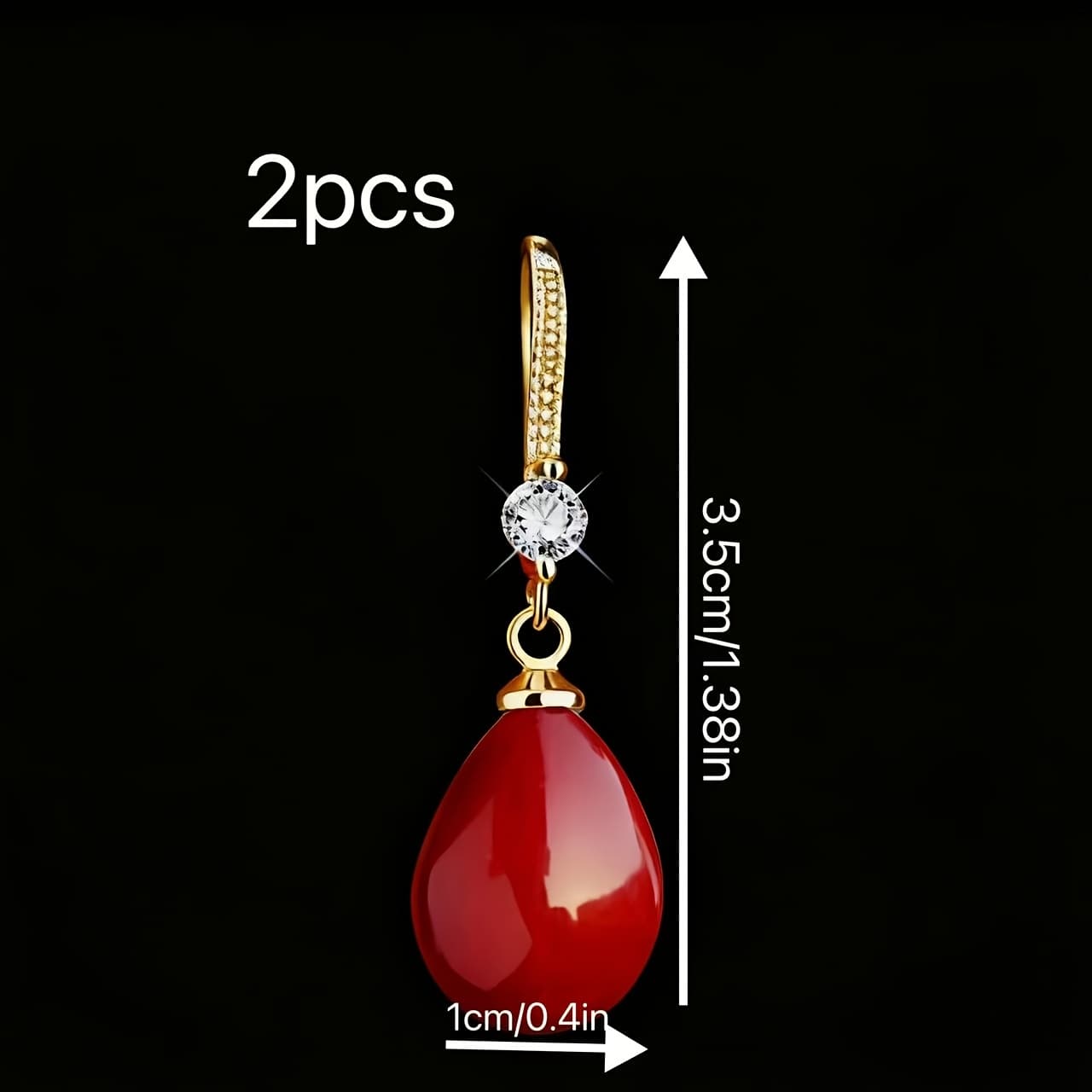 TEMU 1 Pair Of Red Earrings With Temperament, Valentine's Day Gift, Christmas Gift, Gift, Birthday Gift For Ladies