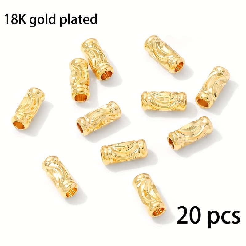 TEMU 20pcs 7mm 18k Gold Plated Tube Beads Separators, Jewelry Making Supplies, Necklace/bracelets Additions