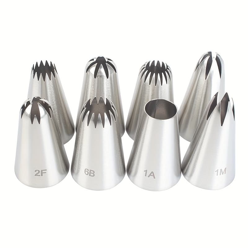 TEMU 8pcs Medium Piping Nozzles, Used For Cake Cream, Baking Decoration Tools For And , Food-grade Stainless Steel, Safe For Cupcakes