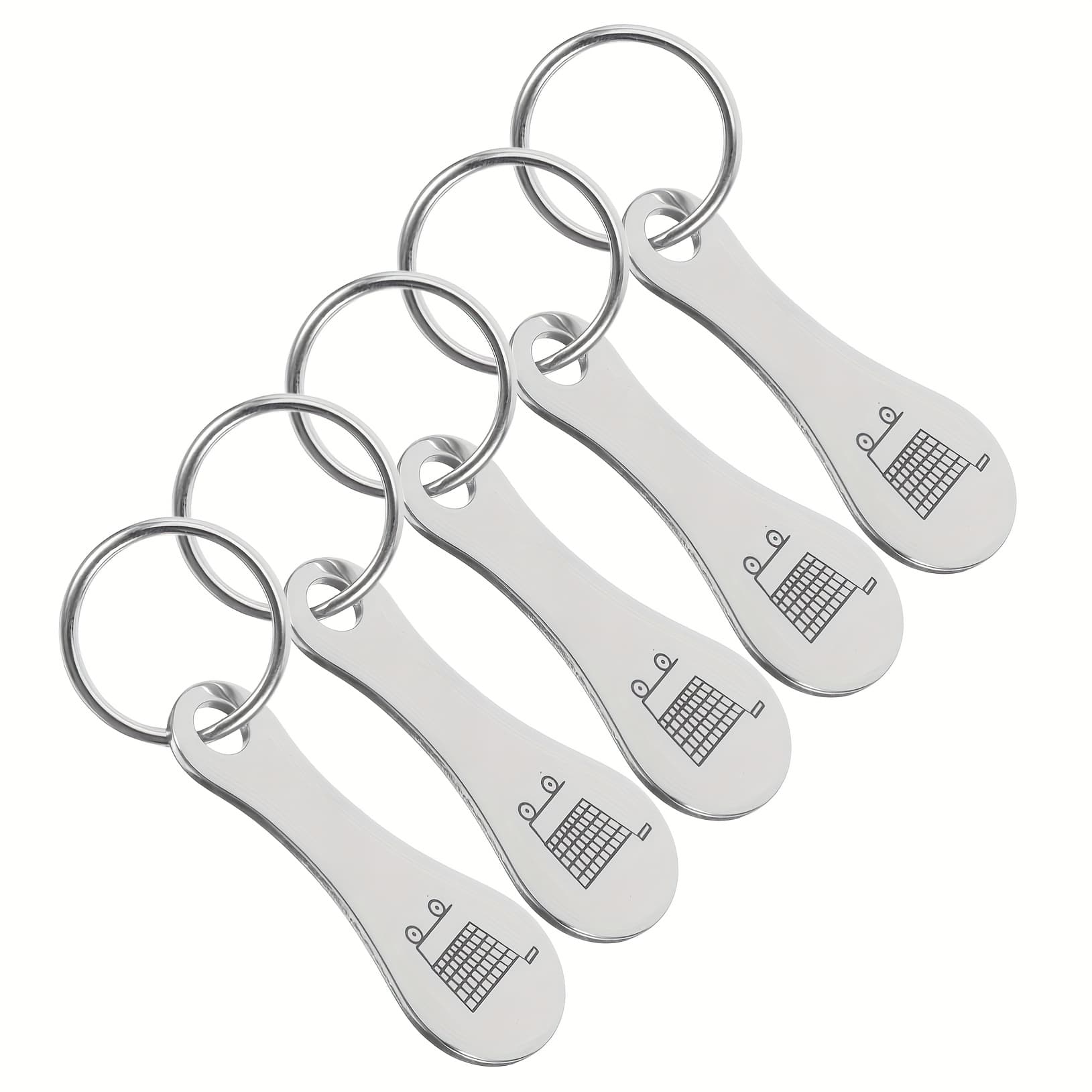 TEMU 5pcs Token Keychains, Suitable For Shopping Cart Unlocking Release Keyring Coin Organizer, Alloy Material, Stylish Shopping Cart Accessory