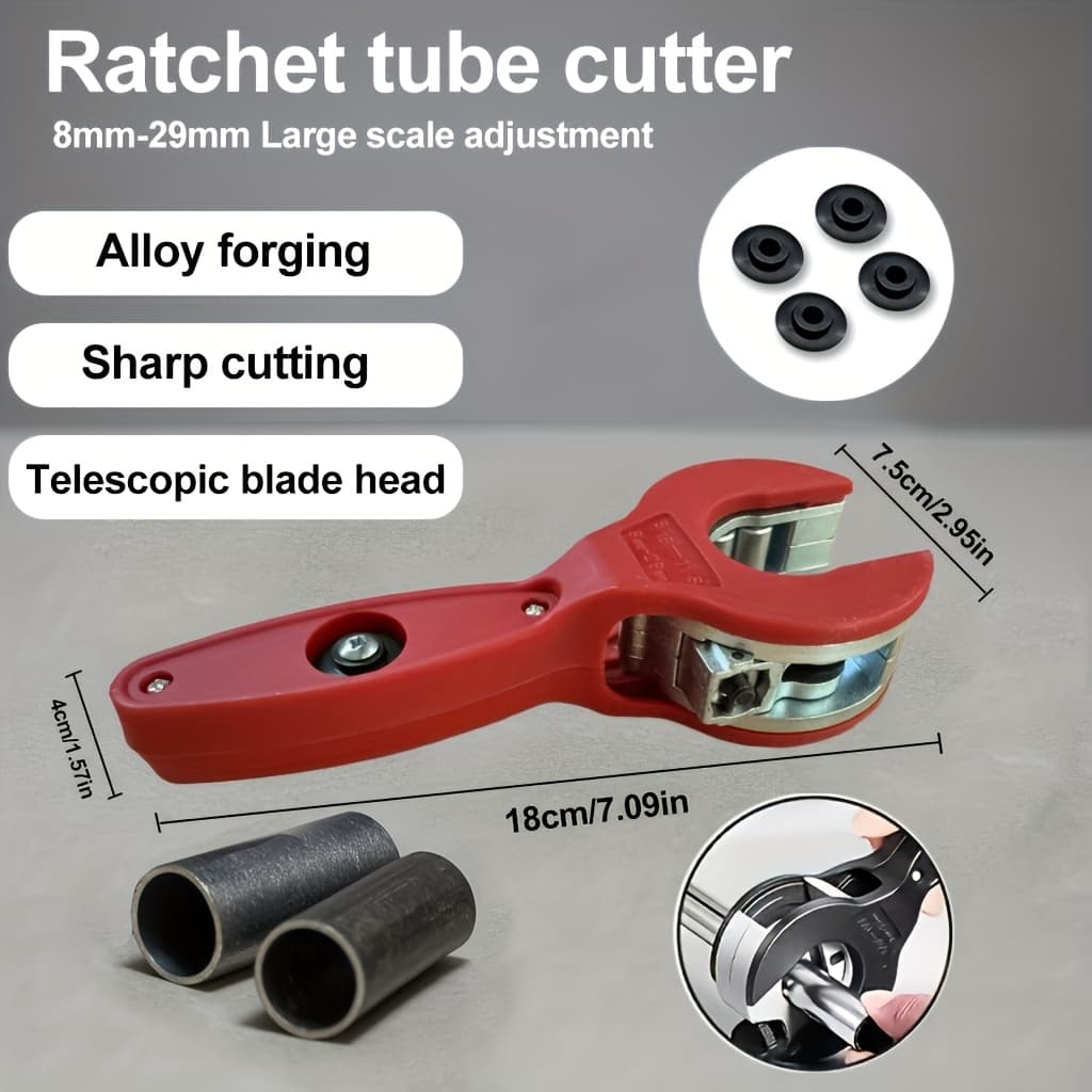 TEMU Ratchet Pipe Cutter - Versatile Hand Tool For Copper, Aluminum, Iron, Stainless Steel, Ppr & Pe Pipes - , No-power Required - Ideal For Air Conditioning Repair And Installation