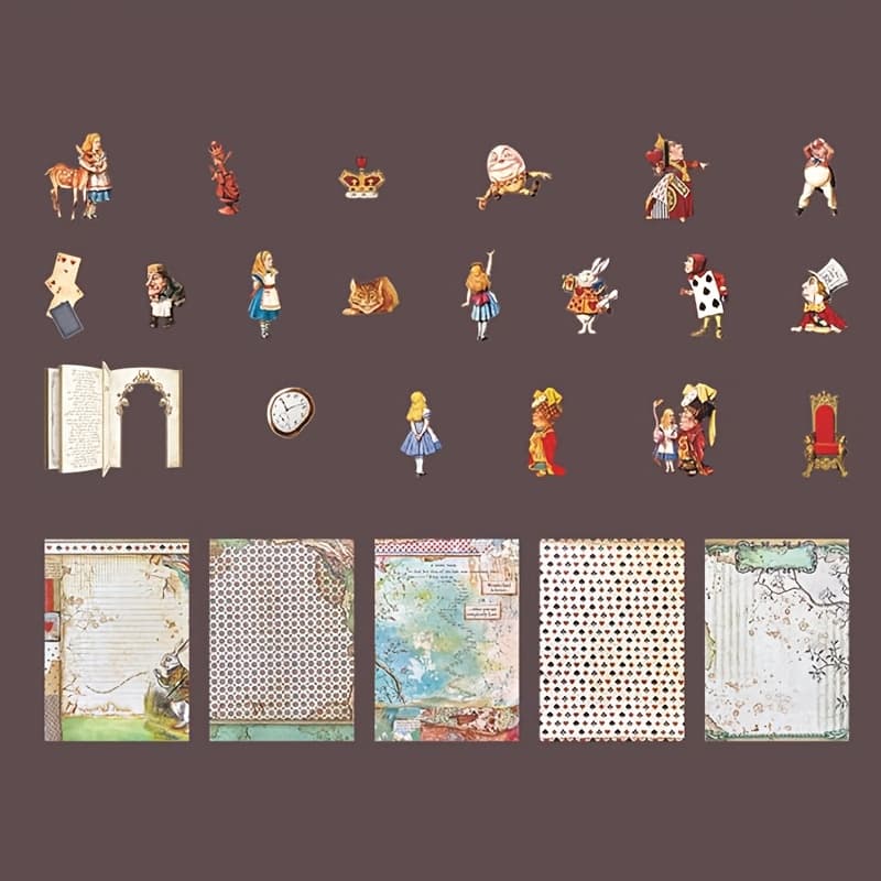 TEMU Hard Card Material Retro Rabbit Afternoon Character Pattern Material Paper Suitable For Junk Journal Hand Collage Material Diary Decorative Material Package