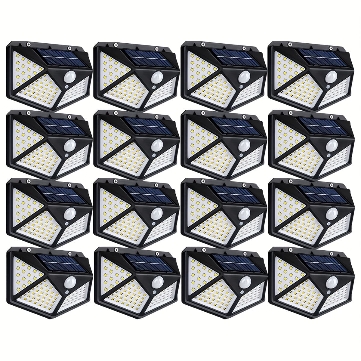 TEMU 16pcs Solar Wall Lamp Set, Led Motion Sensor Security Light, Searchlight Outdoor Wall Lamp, With 3 , Ip44 Rating, Suitable For Courtyard, Garden, Patio, Fence, Driveway And Passage.