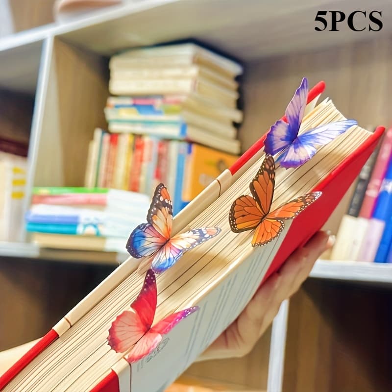 TEMU 5pcs 3d Bookmarks With Note Card - Thick Paper -out Bookmark Suitable For Books, Journals, Planners - Cute Gift For Students, Teachers, Book Lovers