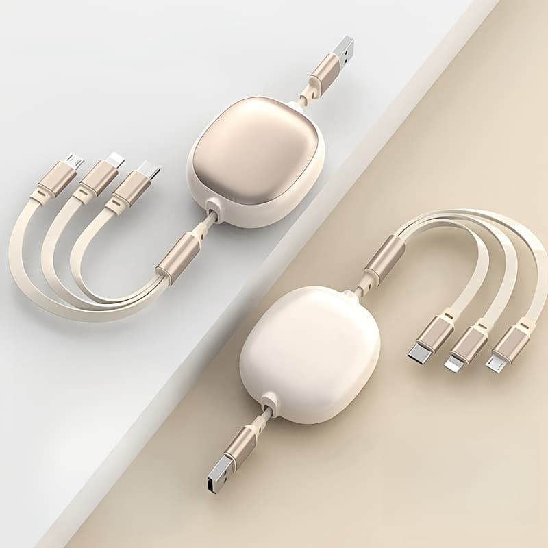 TEMU 3-in-1 Retractable Usb Charging Cable 100w Fast Charging, Compatible With Usb To C/micro Usb For Iphone 13/14/12/11/x Huawei Data Sync At 480mbps Usb Power To