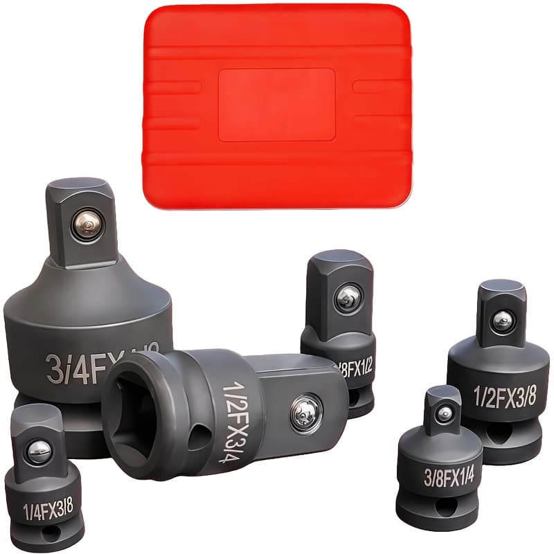 TEMU Impact Socket Adapter Set 6pcs, 1 3/4 1/2 3/8 1/ Drive, Reducer For Impact Driver Wrench Drive Conversion, Cr- With Portable Case (6pcs)