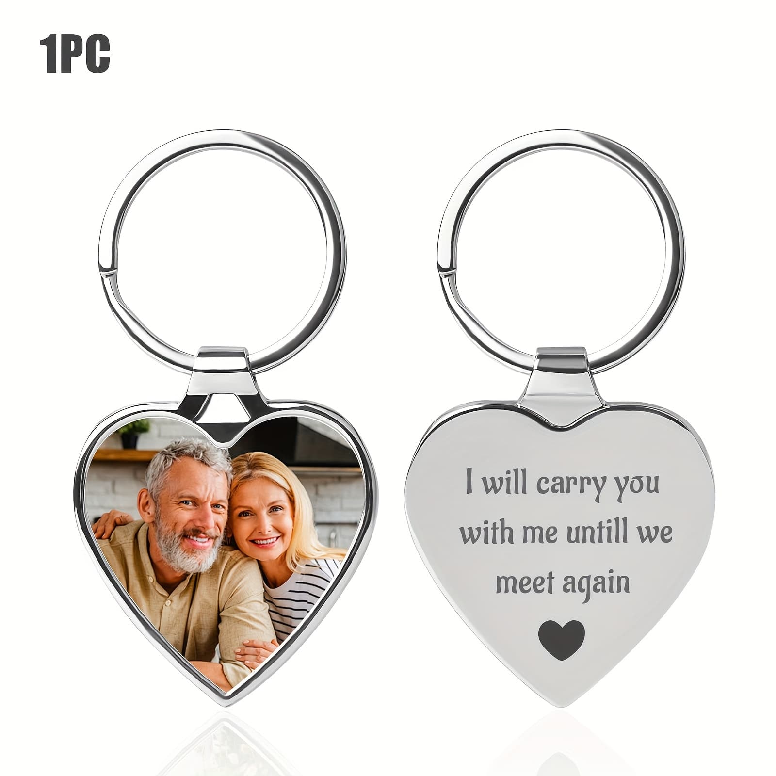 TEMU Personalized Keychains, Photo Keychains, Custom Picture , Unique Gifts For , Family, Parents, And Pets Mourning Their , Featuring 'i Will With Me We Again' On The Back