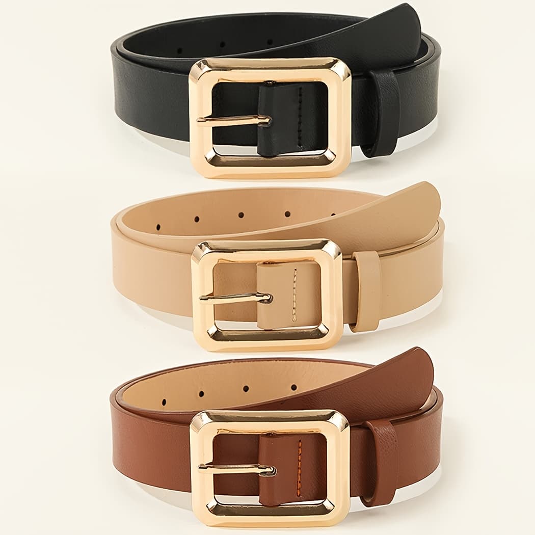 TEMU 3pcs Minimalist Metal Women's Belts, Stylish And Elegant Waist Belt For , Versatile Design Perfect For T-shirts, Pants, Dresses, Suits, And Casual Attire – Ideal Gift For Holidays