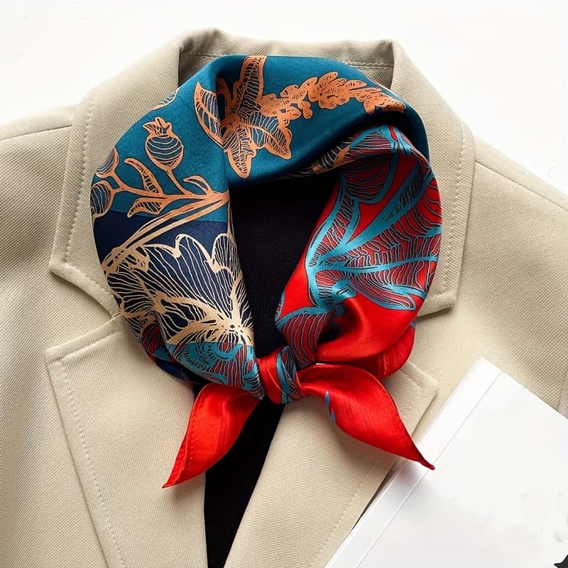 TEMU Fashionable Red Pattern Scarf, Multi-functional Use, Stylish Accessory, Perfect For Beach Parties And Holiday Gifting