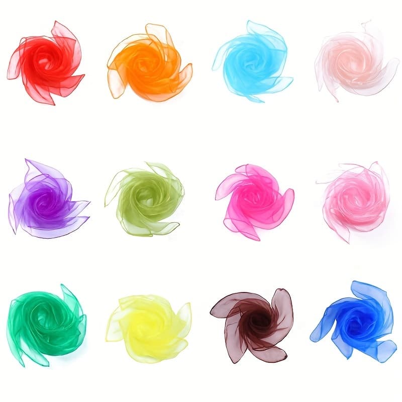 TEMU 12pcs Solid Scarves, Performance Dance Small Scarves, Candy-colored Scarves, Small Square Dancing Scarves