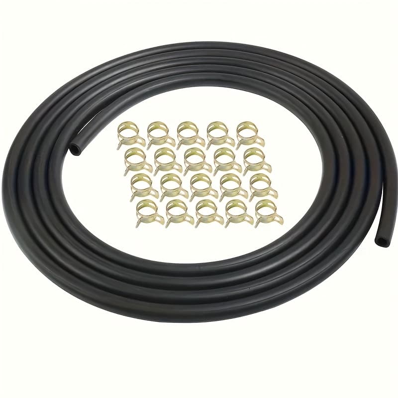 TEMU 1pc Fuel Hose, Id Fuel Hose With 20pcs Id Hose Clamps - Flexible, Elastic, Gasoline Hose - For Auto Parts And Small Engines - Ideal For Fuel Line Repair