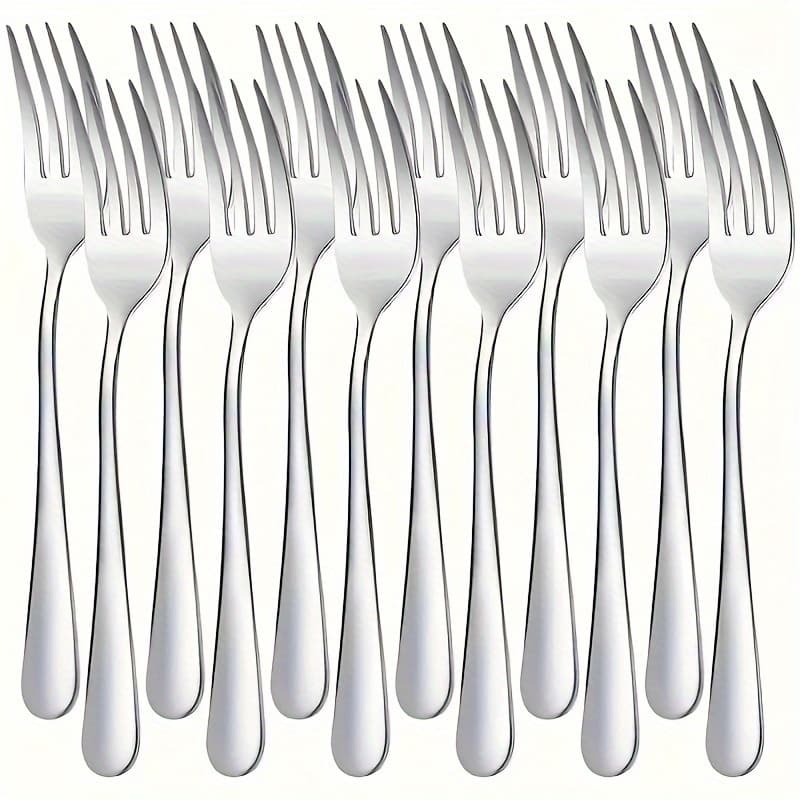 TEMU 12pcs Stainless Steel Dinner Fork, Salad Fork, Dessert Fork, Cutlery Set, Suitable For Family , Restaurants (6.7in)