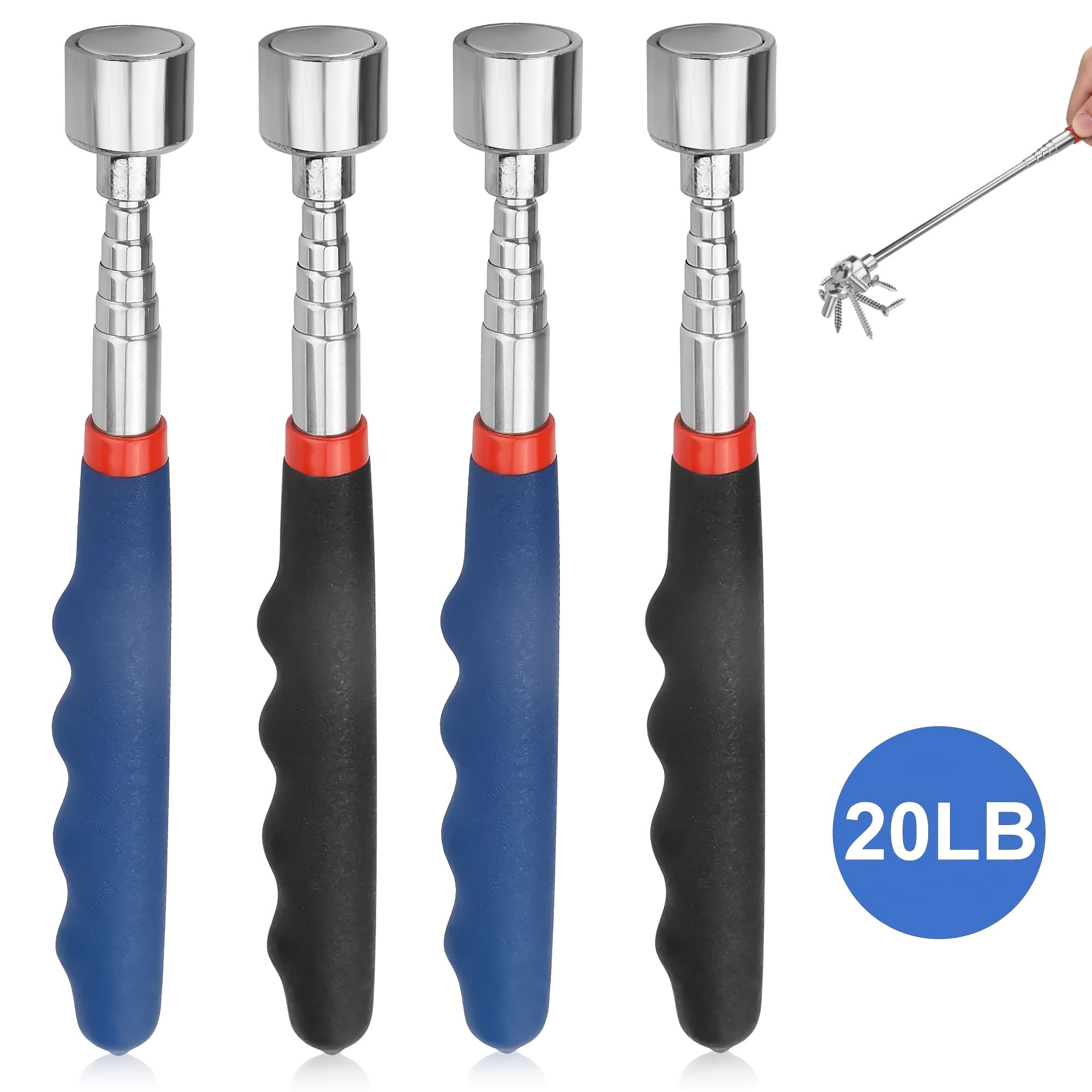 TEMU Set Of 4 Telescoping Magnetic Retrieval Tools, Of To 20 , Extending From 7 Inches To 30 Inches, Perfect For Father's Day And New Year Celebrations