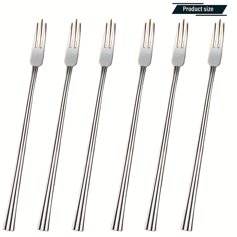 TEMU Set Of 6 Stainless Steel Fruit Forks, Designed In A Western Style, Measuring 6.8 Inches. European-style Creative Salad Forks Can Be Used As Fruit Picks, Dessert Forks, And Cake Forks