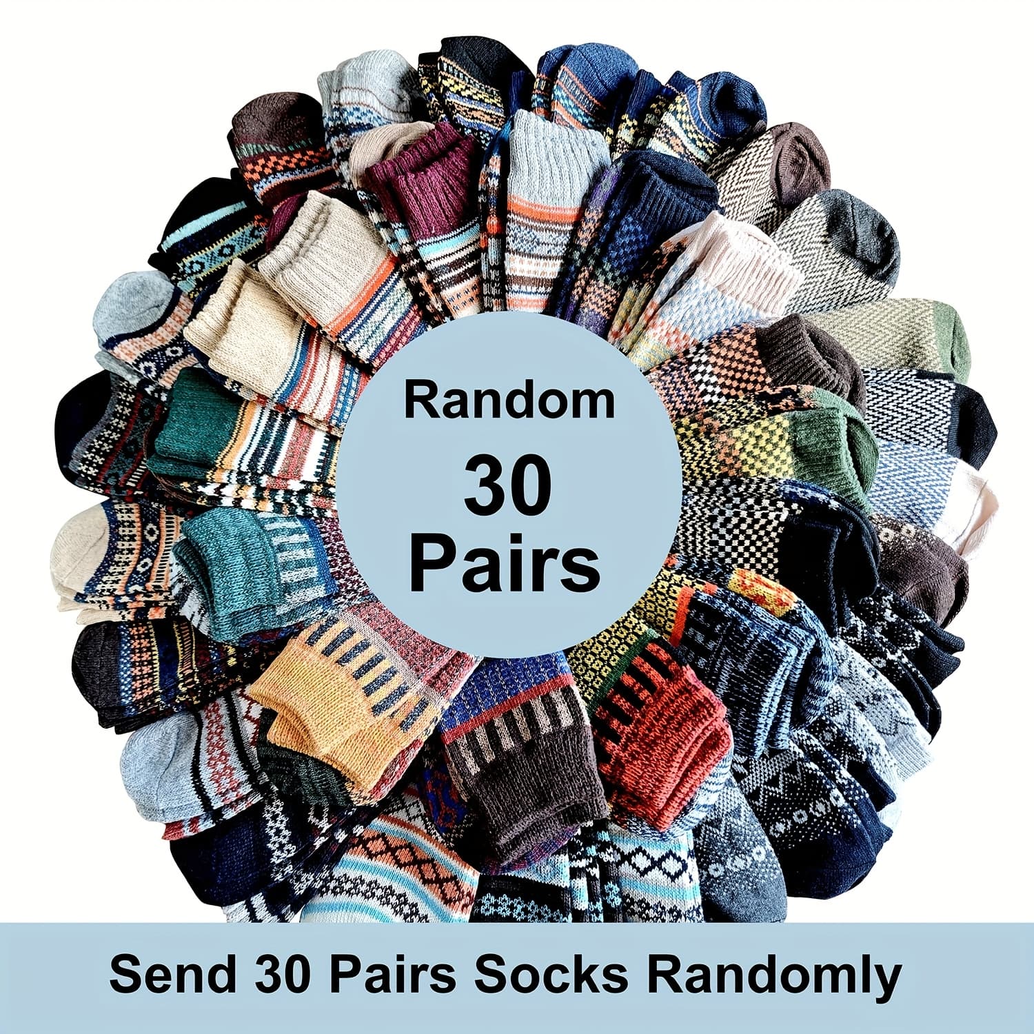 TEMU Random Pattern 10/ Pairs Men Socks Couple Lovers Warm Winter Socks Male Female Christmas Gift Nordic Style Thick Socks Us5