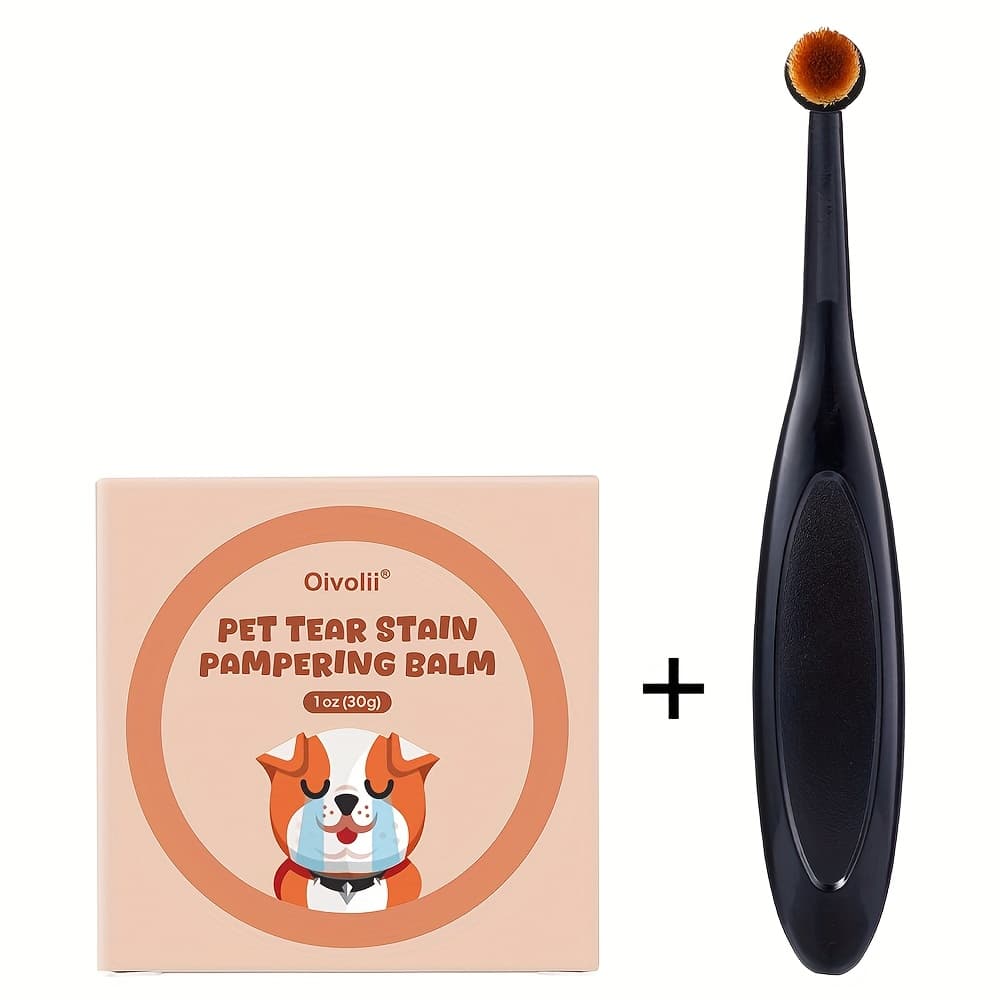 TEMU 30g Pet Tear Stain Removal Gel With Brush | Made From Plant Ingredients | Safe And Cleaning For Cats And Dogs