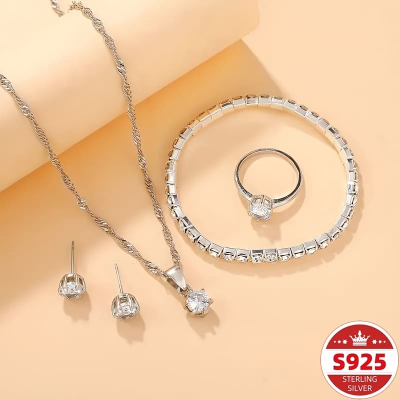 TEMU A S925 Sterling Silver Women's Necklace Set Is Fashionable, Individual And Elegant