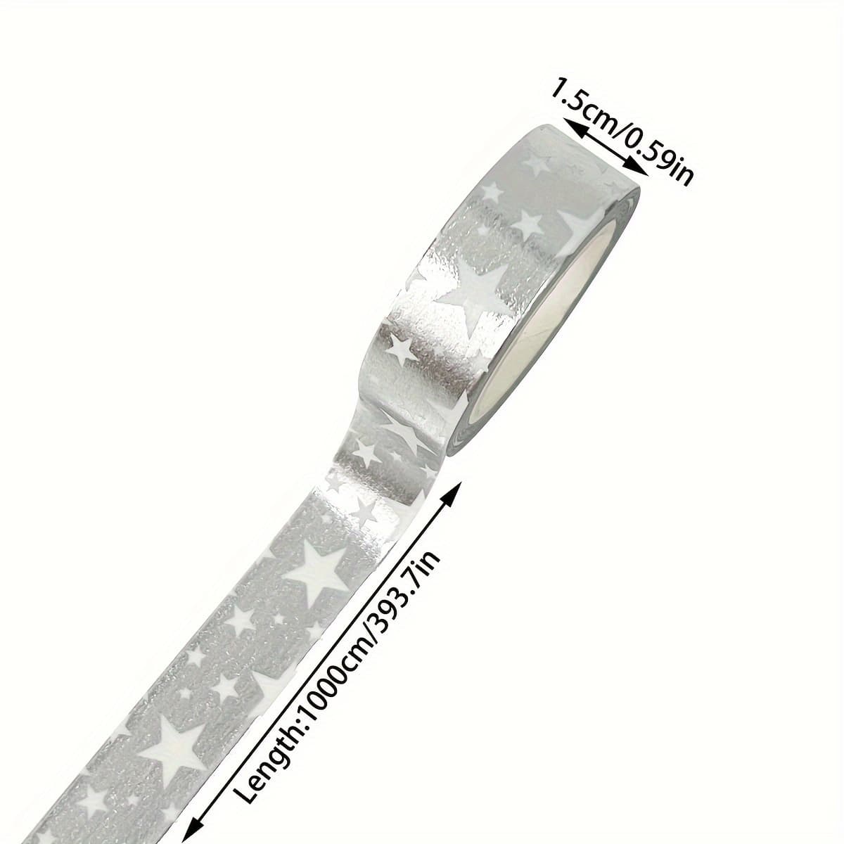 TEMU 1 Roll Silvery Foil Washi Tape With Star Pattern, Suitable For Christmas Gift Boxes, Holiday Gift Wrapping, Decorative Stickers, Decorative Masking Tape