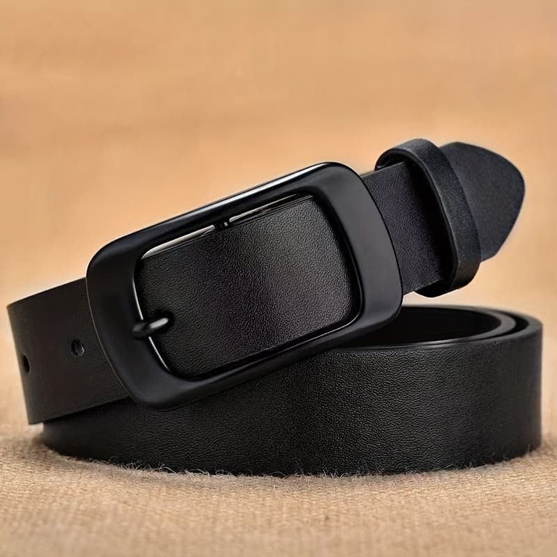 TEMU Single-pack Women's Versatile Belt, Internet-famous Style, Black Decorative Jeans Belt, Korean Style Pants Belt, Ins-style Student Fashion For Women