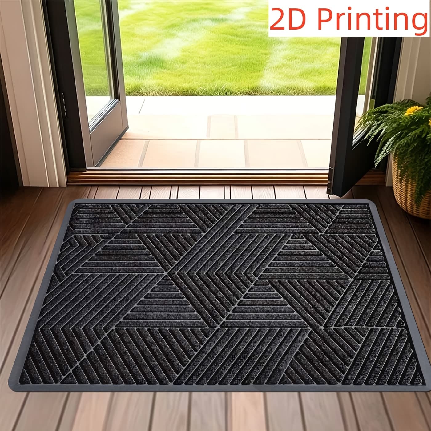 TEMU 1pc Door Mat, Front Door Mat Outside Entrance, Heavy Duty Sturdy Natural Rubber Doormat, Trap Dirt And Moisture, Easy Clean Low Profile Welcome Floor Mats For Indoor Outdoor Entry