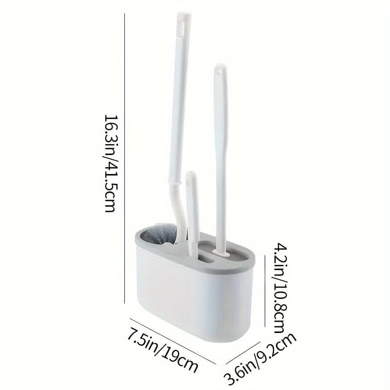 TEMU 1pc Toilet Brush Suit, 1 Toilet Brush, 1 Silicone Brush Head, And 1 Brush For Cleaning Dead Corners, Toilet Cleaning Tools Interior Supplies. Back-to-.halloween And Christmas Deep Cleaning