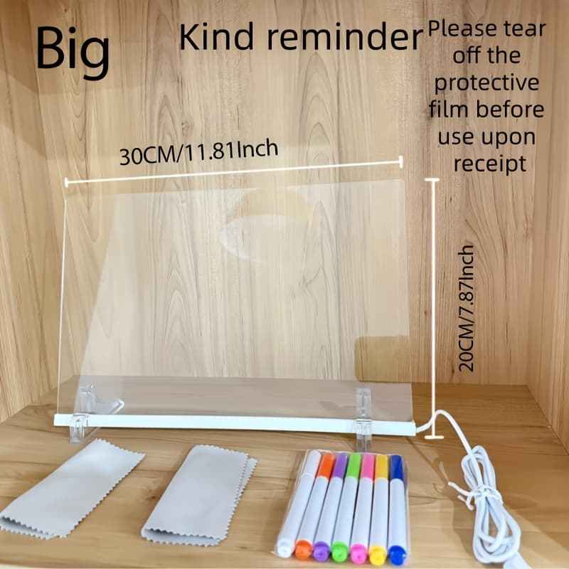 TEMU 1 Set Of Usb Acrylic Led Lights, Led Message Board, Usb Led Acrylic Luminous Board -7-color Led Message Board - Acrylic Luminous Drawing Board With Bracket