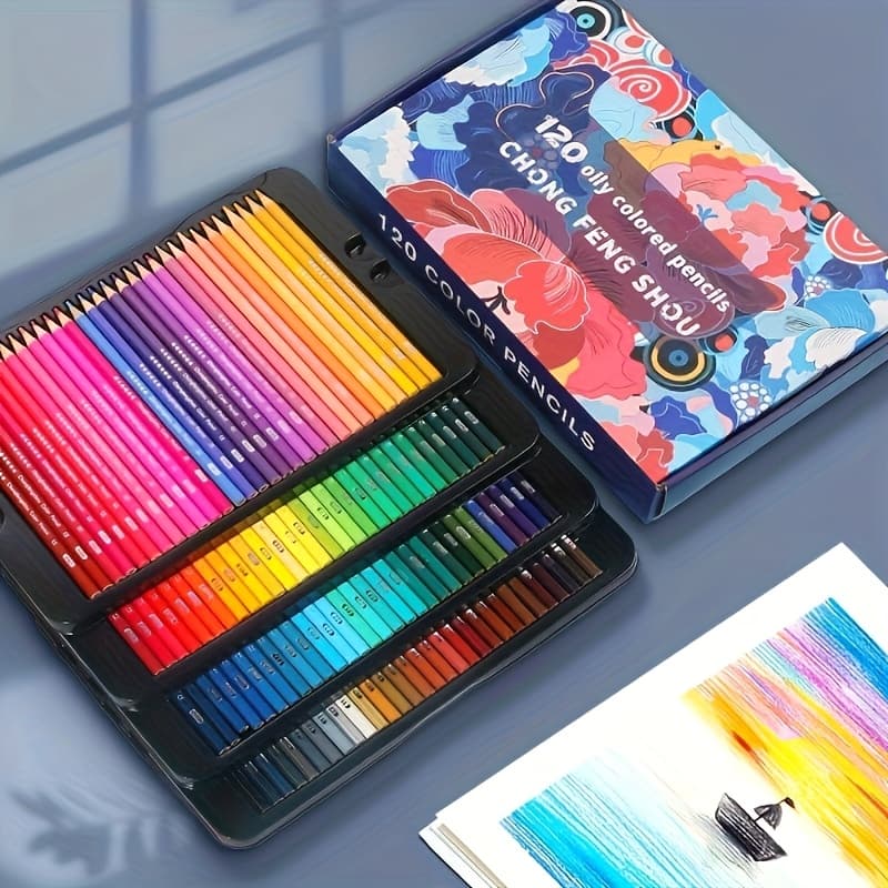TEMU 72/120 Colors Professional Oily Colored Pencils Set Drawing Assorted Colors Leads Box For Students School Supplies