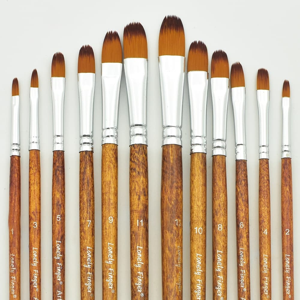 TEMU 12pcs Paint Brush Set - Quality With Synthetic Nylon Tips, Artist Texture Handle, For Acrylic, Oil, Watercolor & Gouache Painting - Art Supplies For Artists And