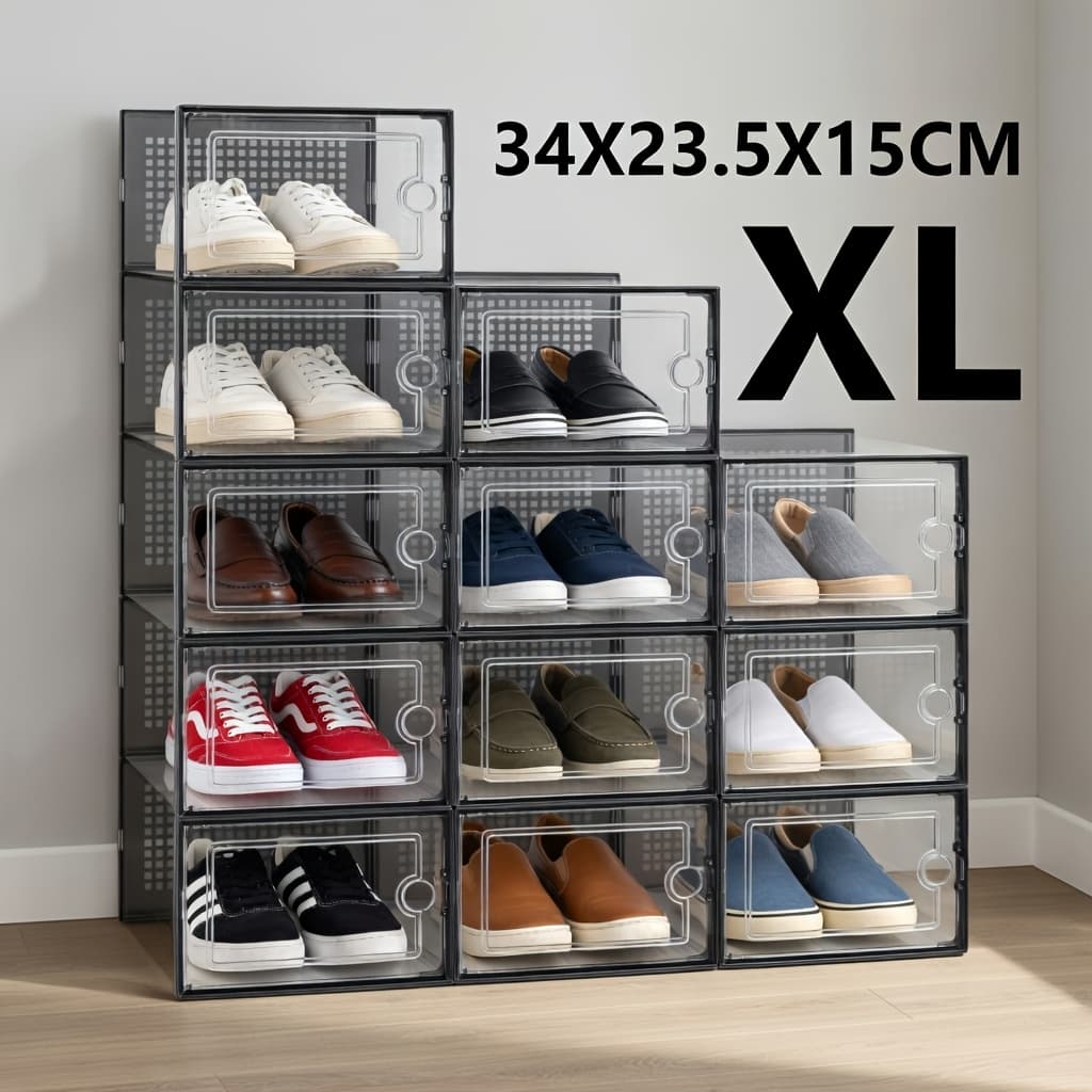 TEMU 6/10/12/24-pack Extra Large Multi-functional Shoe Storage Boxes, Suitable For Wardrobes, Closets, , Etc. Transparent , Stackable To