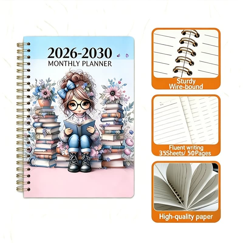 TEMU 2026-2030 Book Women's Themed Cover Notebook