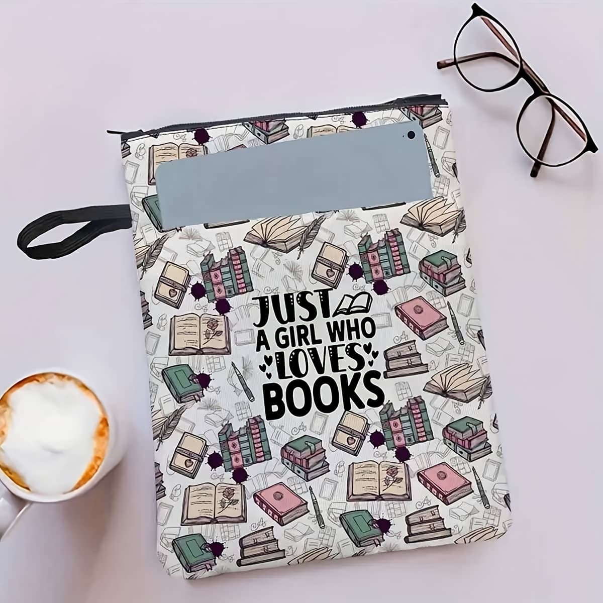 TEMU A Polyester Book Cover - " Who Books" Print With Extra Pockets And Smooth Zipper - Ideal Gift For Book Lovers, Librarians, Teachers And
