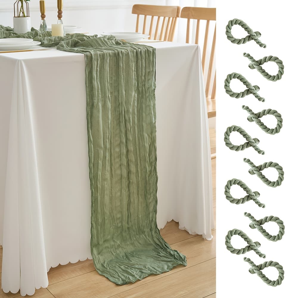 TEMU 10pcs Cheesecloth Table Runners 18x120 Inch Long - Boho Gauze Fabric In //, Fringed Edges Rustic Wedding, Baby Shower, Holiday Party Decorations - Cloth For Dining Table Cover For Christmas