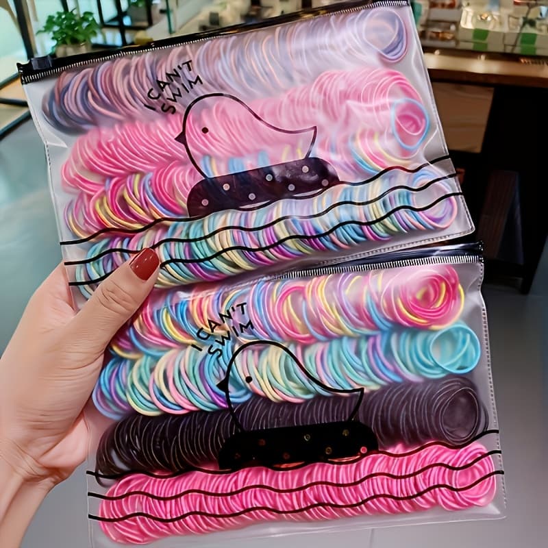 TEMU 600 Random Color Elastic Hair Rings, Colorful Hair Rings, Fashionable Hair Accessories, Suitable For Daily Use